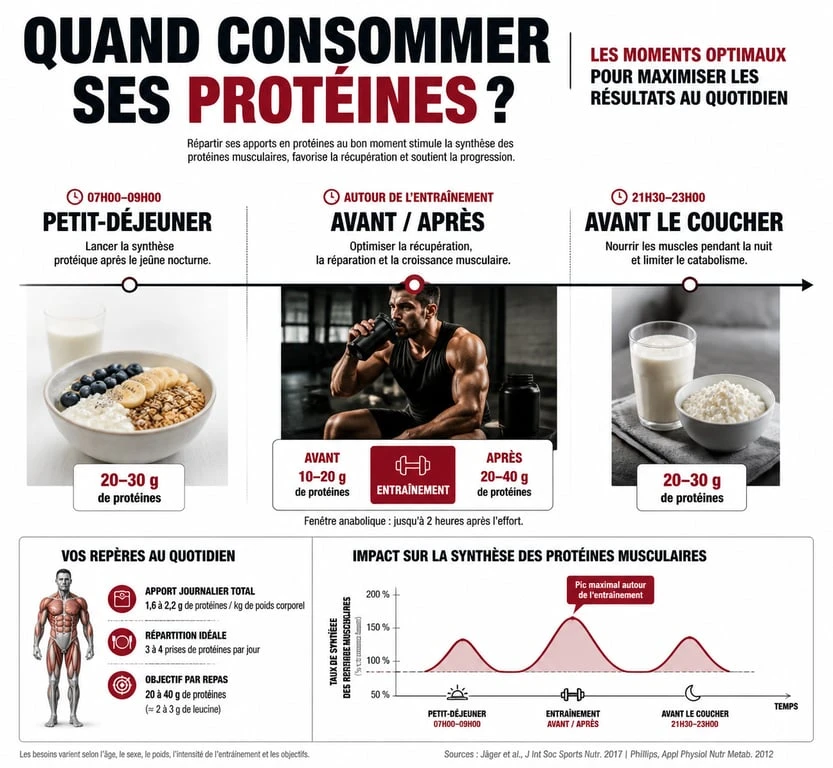 Infographie sur le timing optimal pour prendre de la protéine