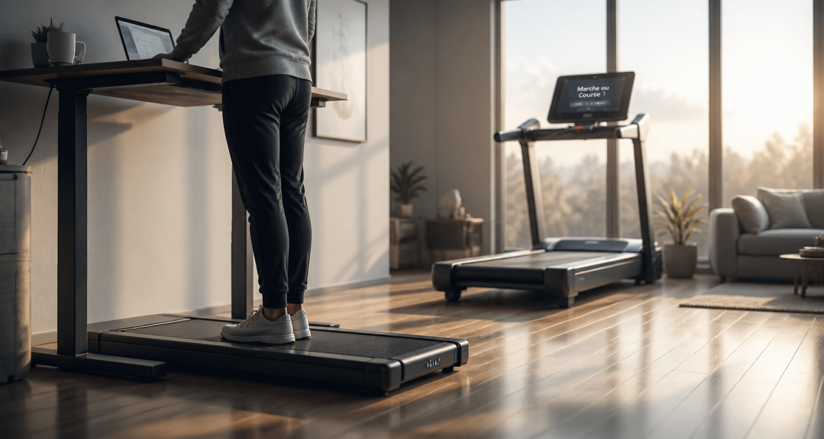 tapis de course ou marche dans un salon moderne