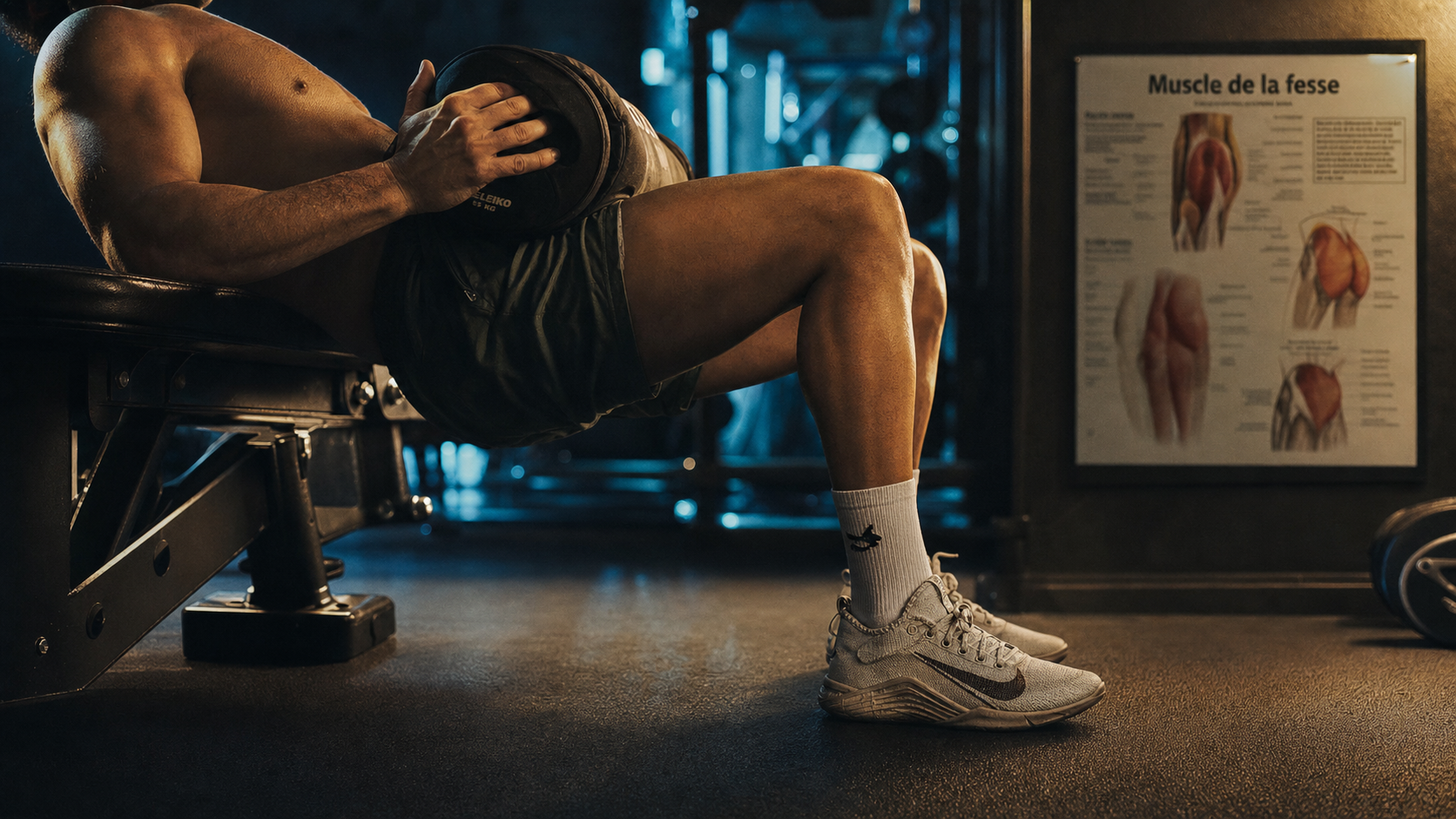 Hip thrust pour travailler le muscle de la fesse en salle de sport