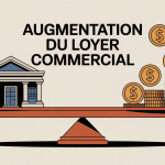 augmentation du loyer commercial illustration balance bâtiment pièces