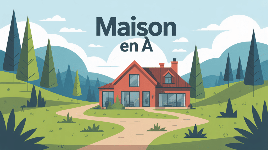 illustration construction maison en a dans paysage naturel
