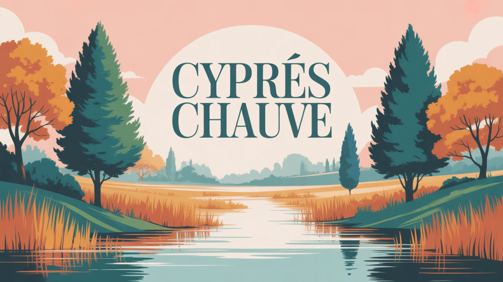 Illustration cyprès chauve marais eau racines aériennes