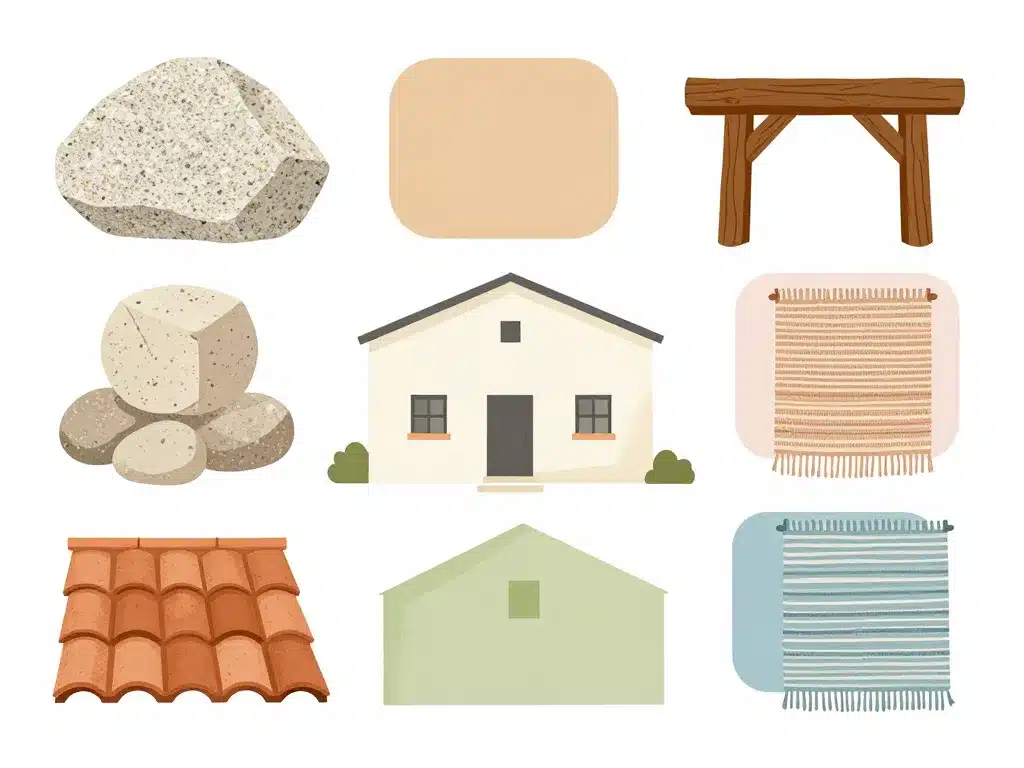 matériaux et palette couleurs maison sarde