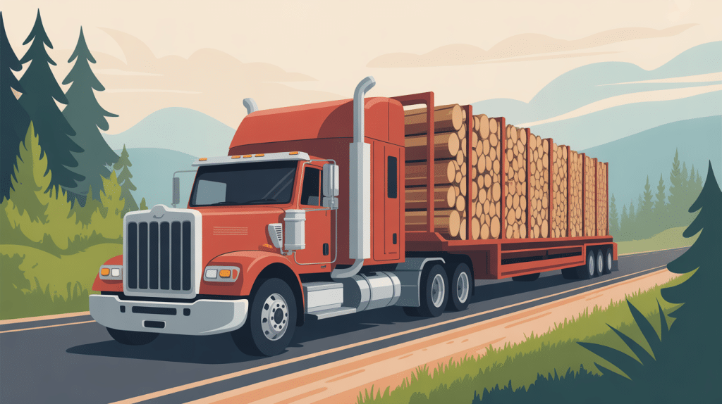 prix d'un semi remorque de bois de chauffage en 2m grand camion route forestiere