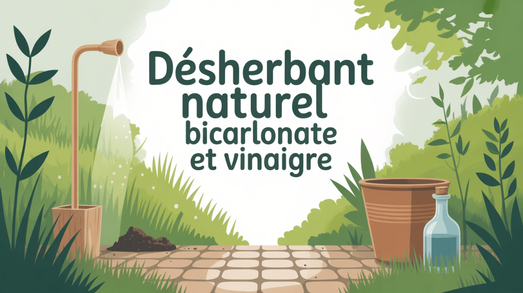désherbant naturel bicarbonate et vinaigre, image écologique sur chemin pavé