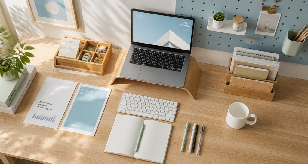 organiser un bureau avec accessoires et rangement