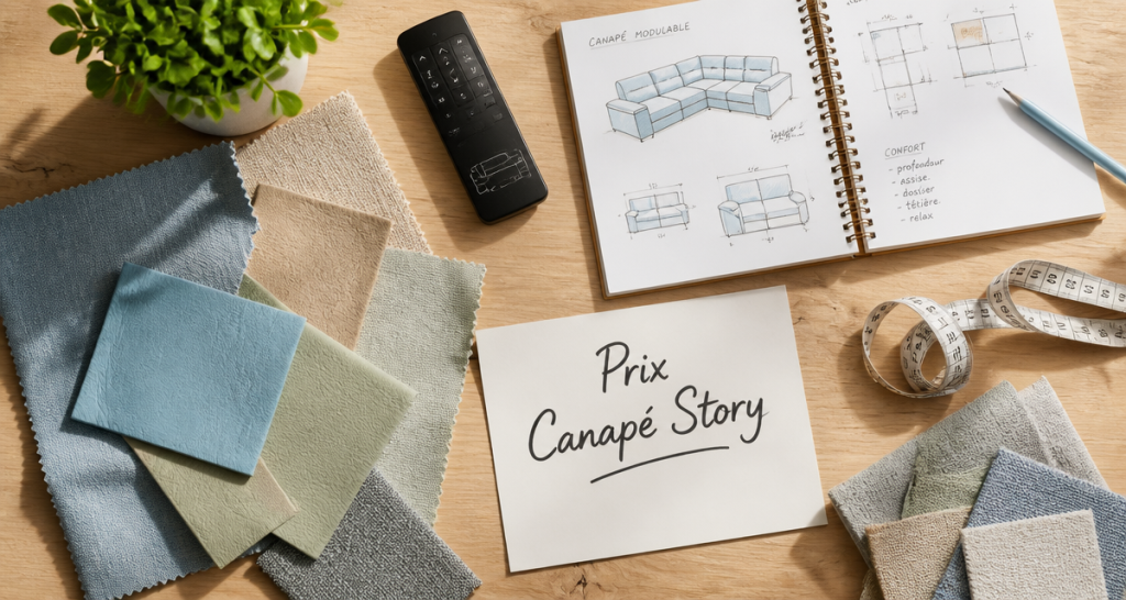 prix canapé story échantillons tissus croquis