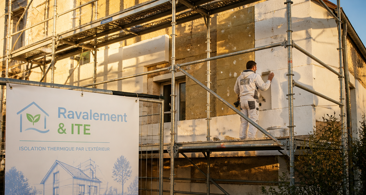 Ravalement ITE sur façade maison ancienne