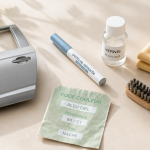 stylo retouche peinture et accessoires sur table