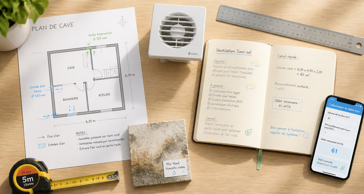 ventilation mecanique sous sol plan extracteur humidite radon