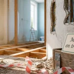 Rêver de maison en travaux : couloir en chantier intérieur, plancher arraché et gravats