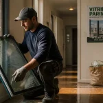 Vitrier paris 7 remplace un vitrage fissuré dans un immeuble
