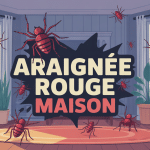 illustration araignée rouge maison plantes rebords toiles