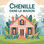 Illustration chenille dans la maison titre principal