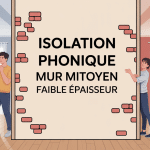 isolation phonique mur mitoyen faible épaisseur, vue coupe illustration