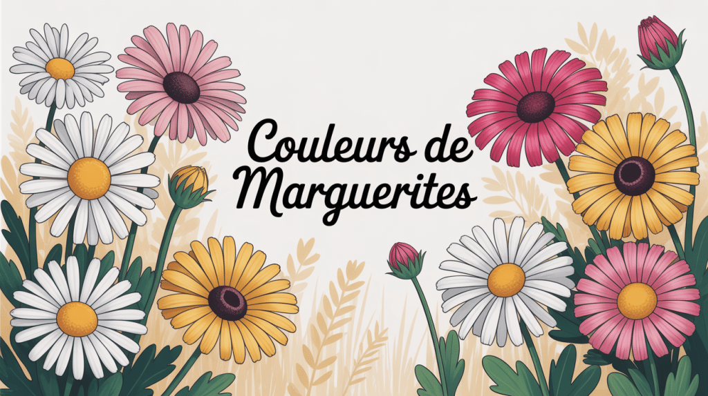 marguerite couleurs variées en jardin stylisé