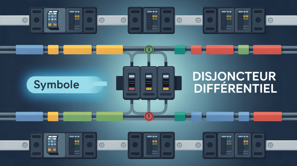 symbole disjoncteur différentiel sur tableau électrique