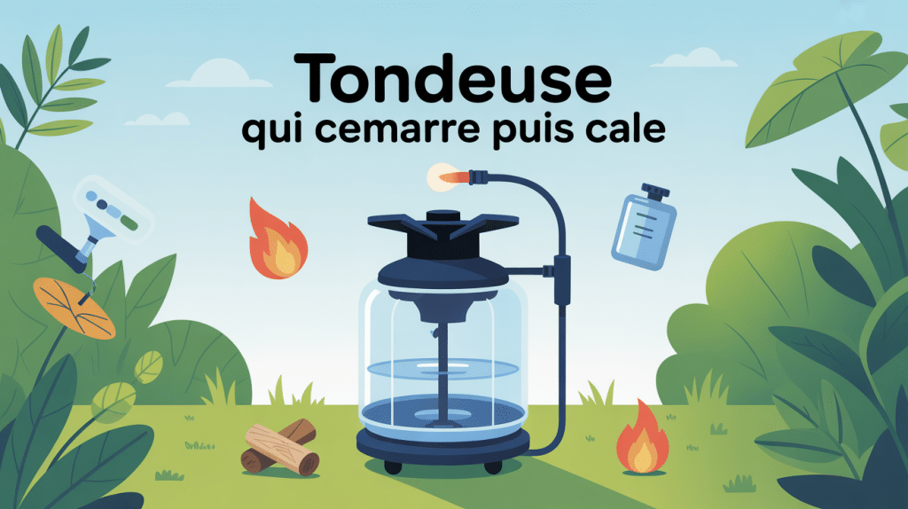 Illustration tondeuse demarre et cale panne jardin
