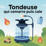 Illustration tondeuse demarre et cale panne jardin