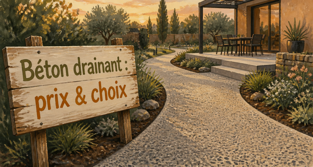 béton drainant prix m2 allée terrasse granulat