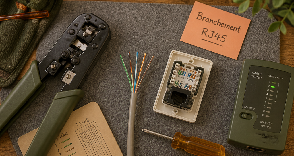 branchement rj45 câble ethernet outils