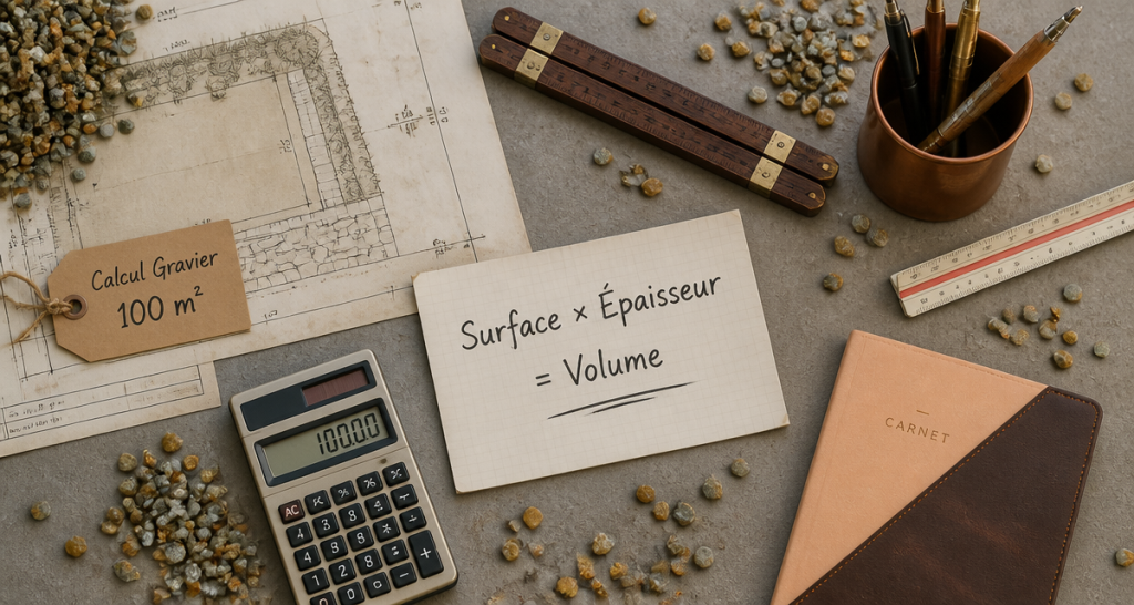combien de m3 de gravier pour 100m2 outils calcul