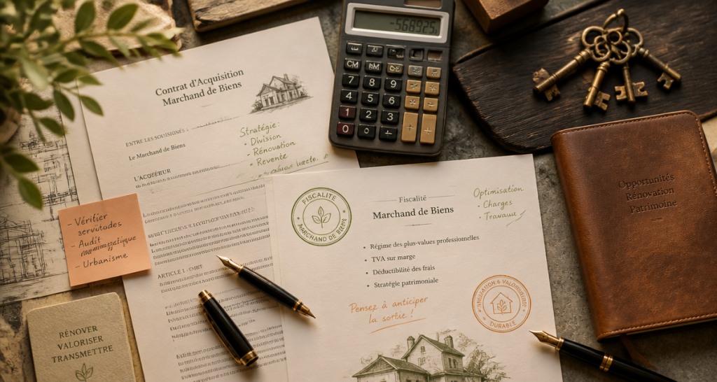 marchand de bien fiscalité bureau contrats calculatrice