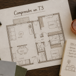 t3 combien de chambre plan et clés sur table