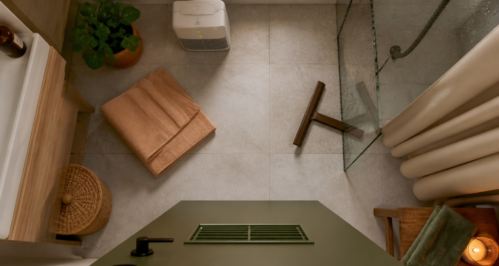 ventiler une salle de bain sans vmc vue du dessus