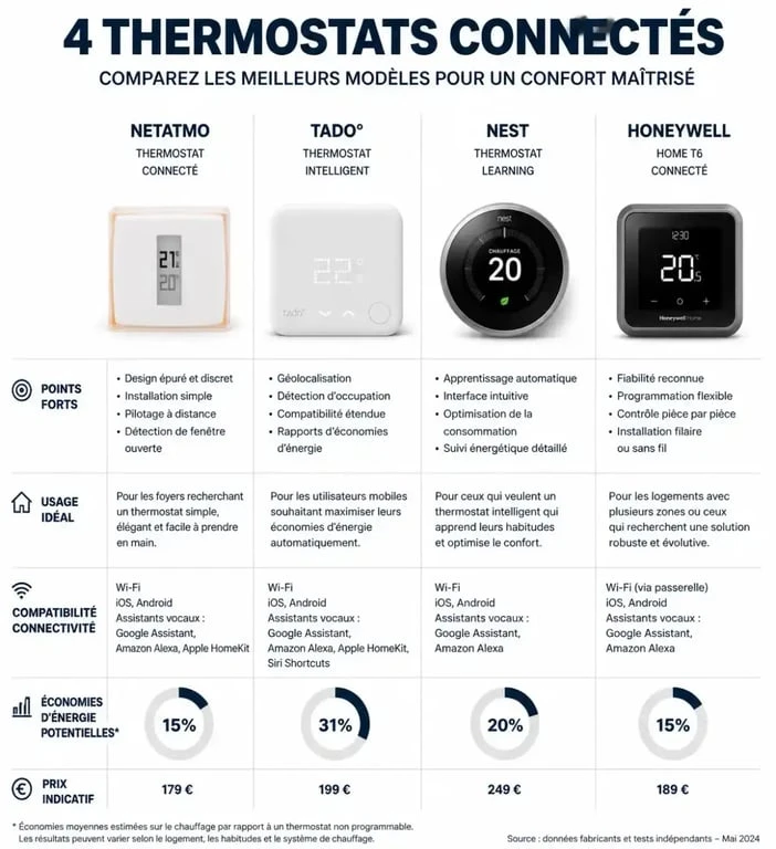 Comparatif des meilleurs thermostats connectés pour optimiser votre chauffage et réaliser des économies d'énergie