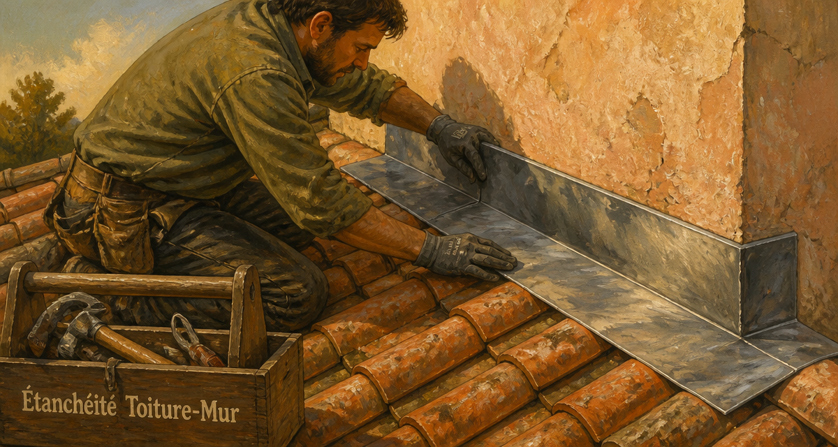 etancheite d'un toit contre un mur artisan pose solin zinc