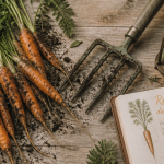 quand recolter les carottes sur table rustique avec outils
