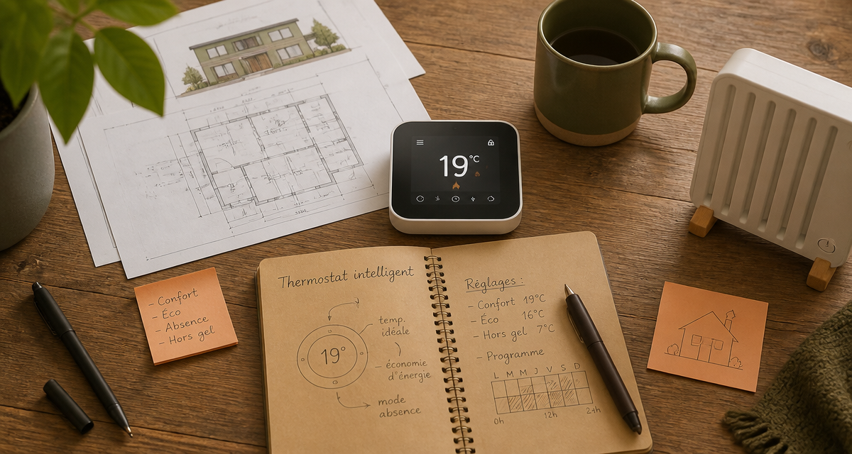 thermostat chauffage électrique moderne sur table