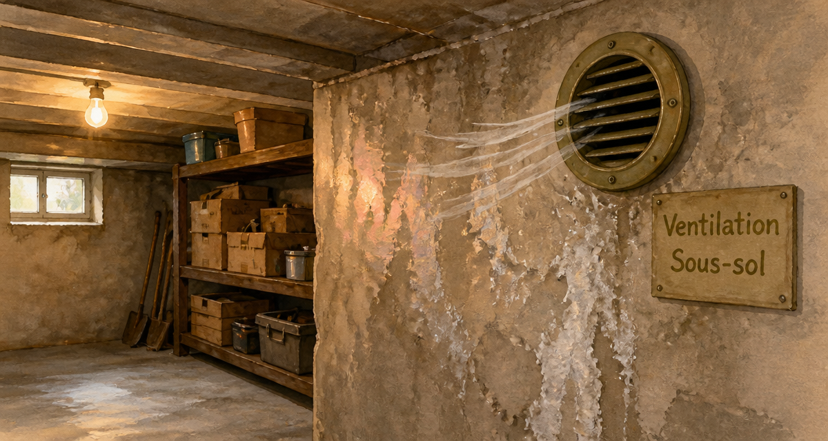 ventilation mecanique sous sol bouche extraction humidité radon