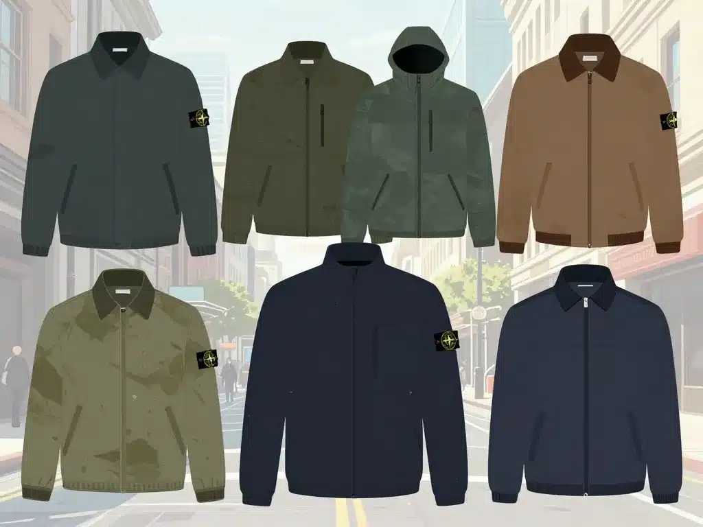 Montage doudoune Stone Island badges matières techniques