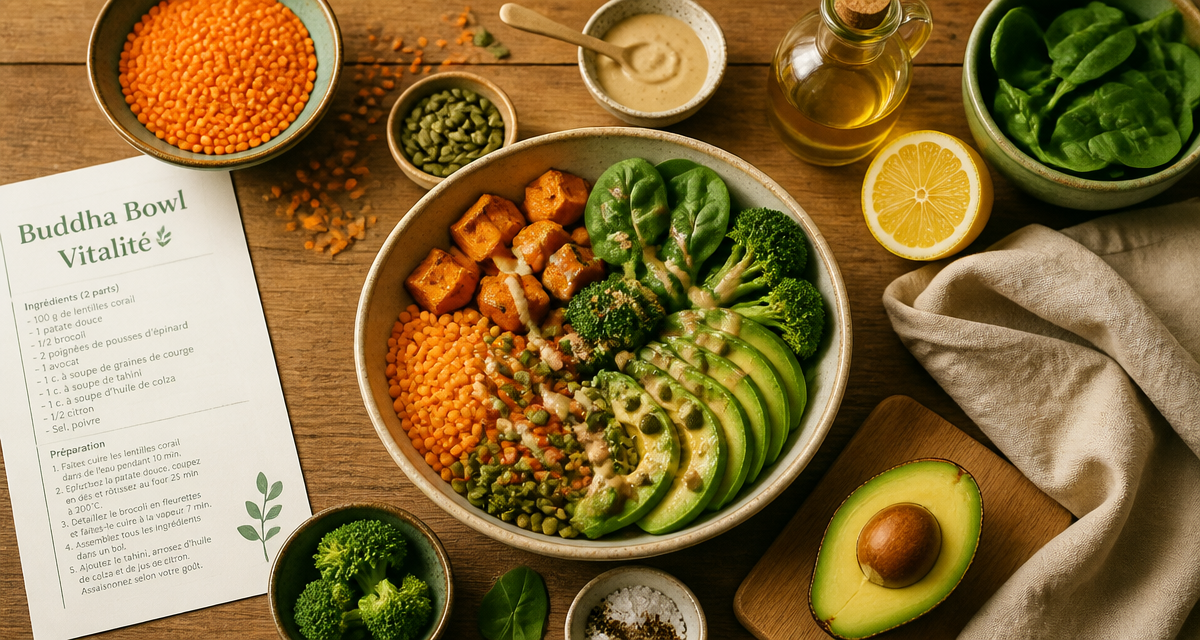 Buddha Bowl aliment bon pour la santé avec légumes et graines