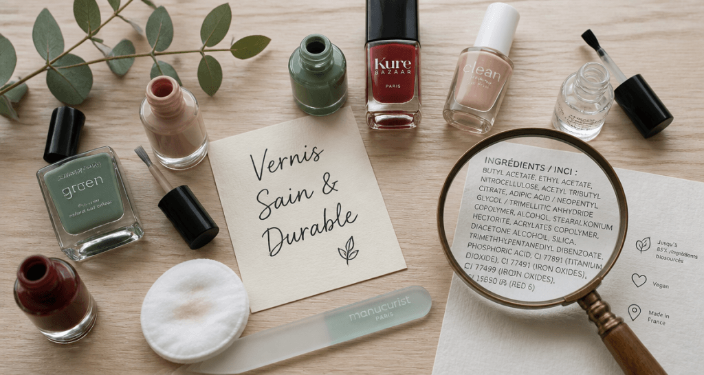 meilleur vernis à ongles flacons INCI loupe