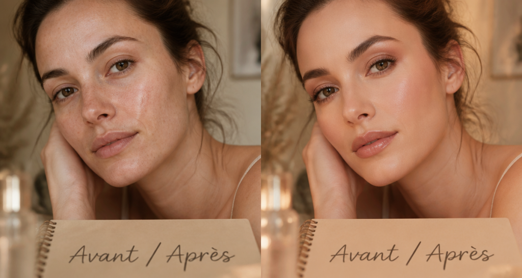 nue avant apres visage femme