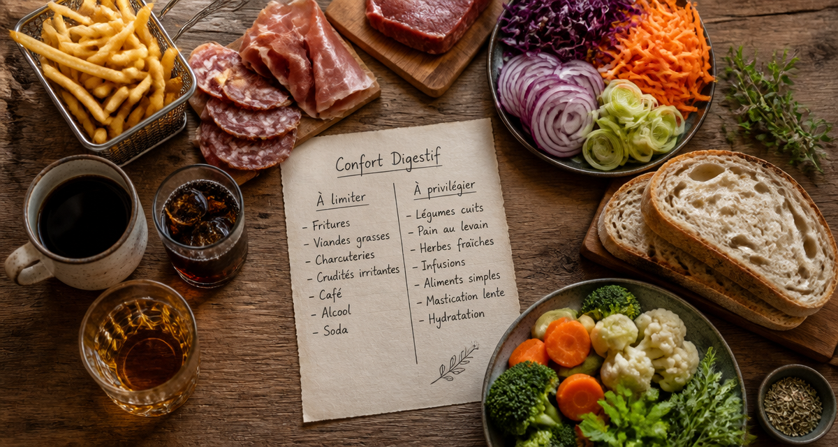 probleme de digestion aliments a eviter sur une table