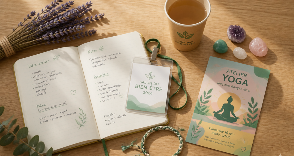 Salon du bien etre 2024 badge carnet et accessoires