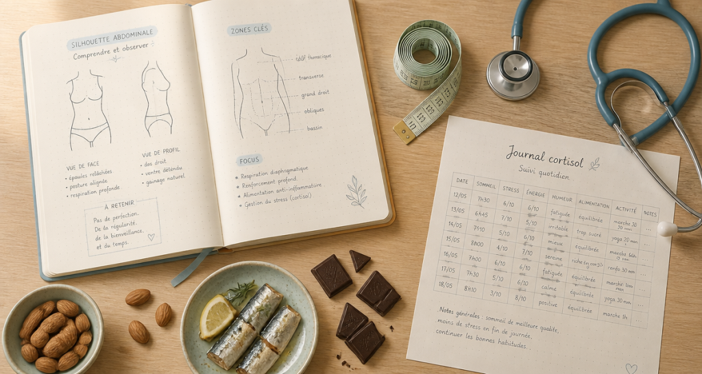 taux de cortisol eleve et ventre gonfle illustration