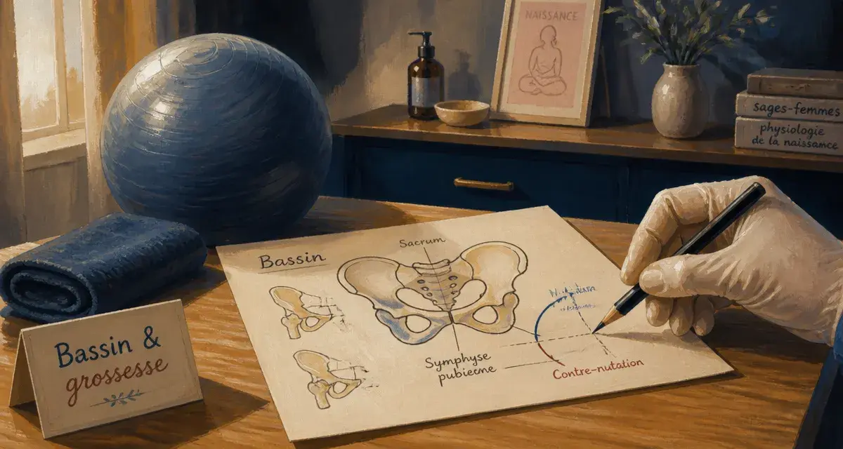 Schéma du bassin de la femme enceinte et exercices pour faciliter l’accouchement