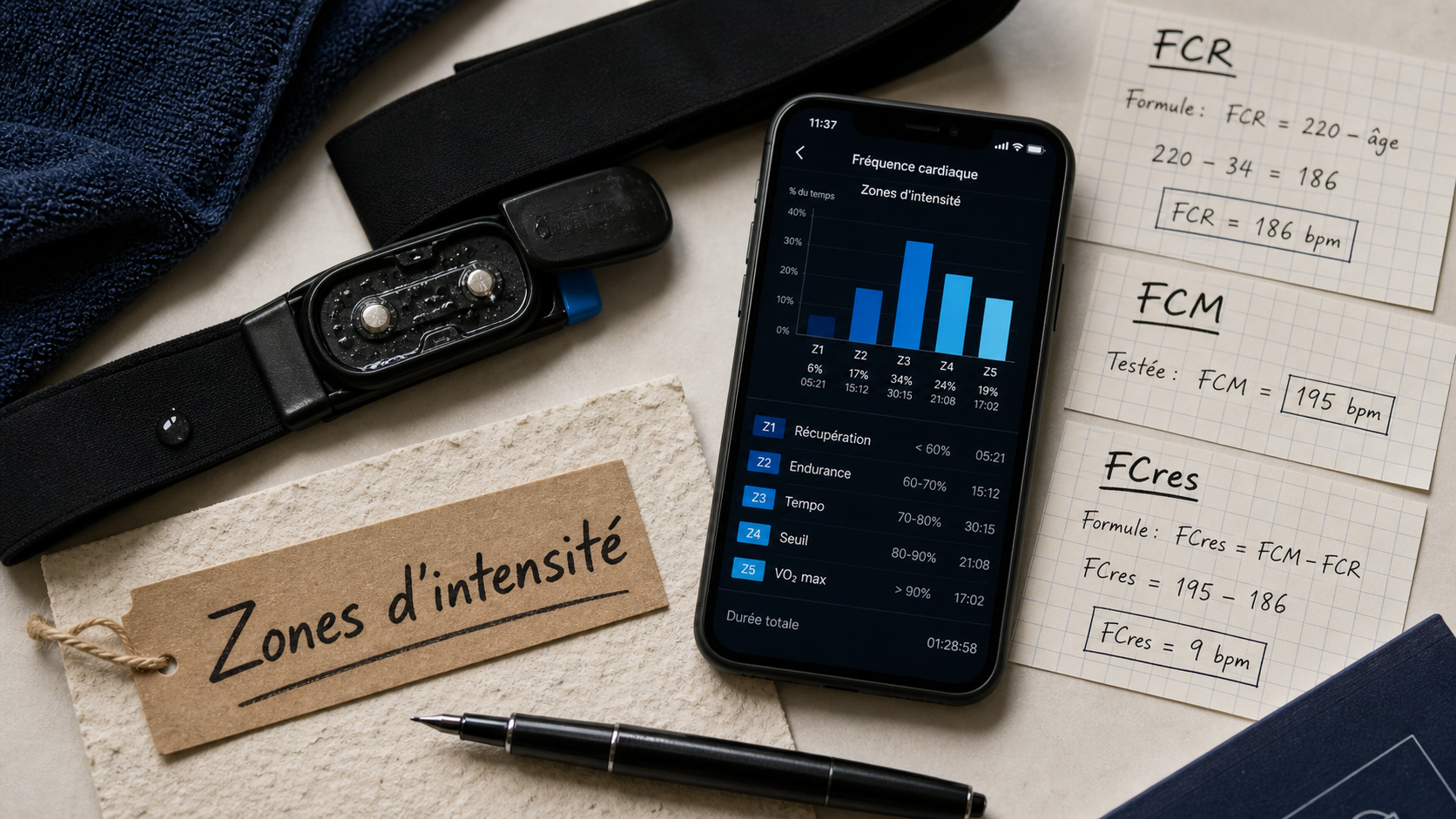 Calculer la fréquence cardiaque et zones d’intensité