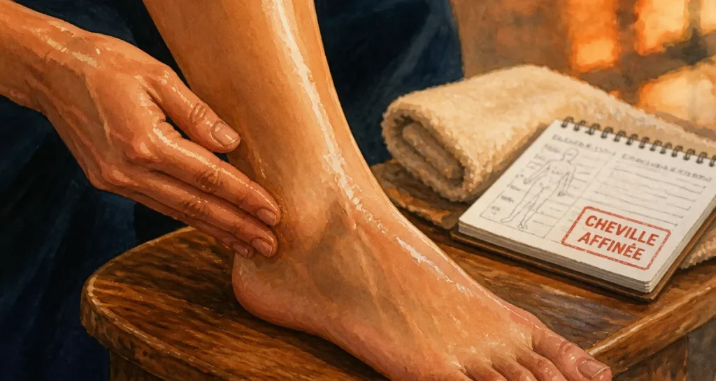 Comment affiner ses chevilles : massage doux cheville et bas du mollet