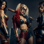 déguisement super héros femme trois costumes éditoriaux