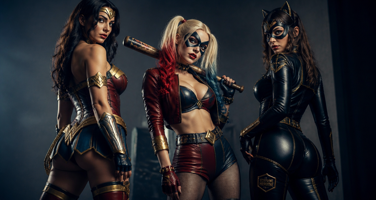 déguisement super héros femme trois costumes éditoriaux