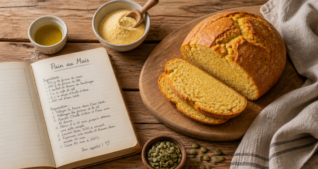 Pain au mais bon pour la sante tranche et farine