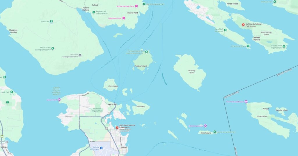 Map showing islands, shipping routes, and maritime navigation in the Pacific Ocean region.