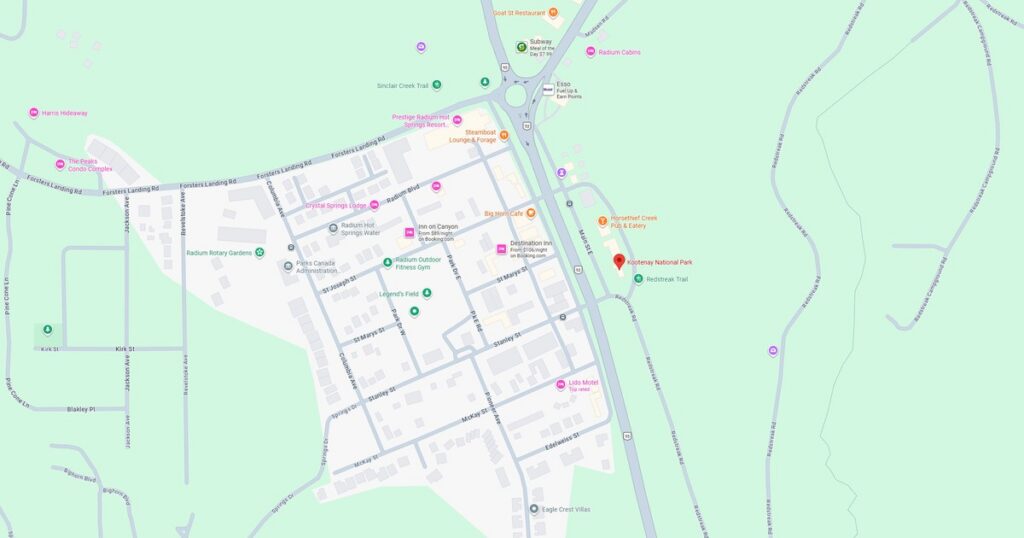 Map of hiking trails in Green Valley showing paths, landmarks, and natural features for outdoor enthusiasts.