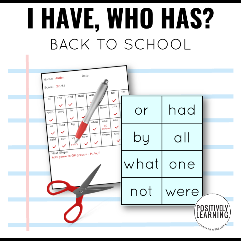 Back to School Sight Words - Positively Learning